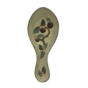 Vintage 1998 Spoon Rest Songbird Meadow Carved Relief Floral Apple Blossom